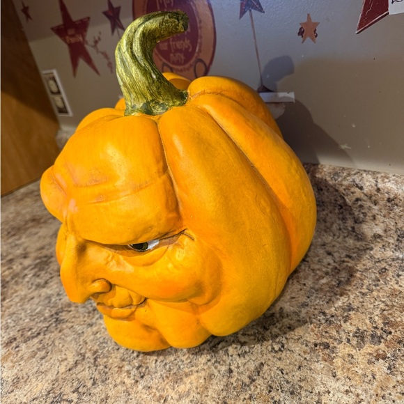 Home Goods Orange Pumpkin Face Sculpture - Picture 3 of 4